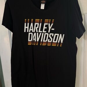 Harley-Davidson Black Tee with Orange and White Accents, NWOT, Large